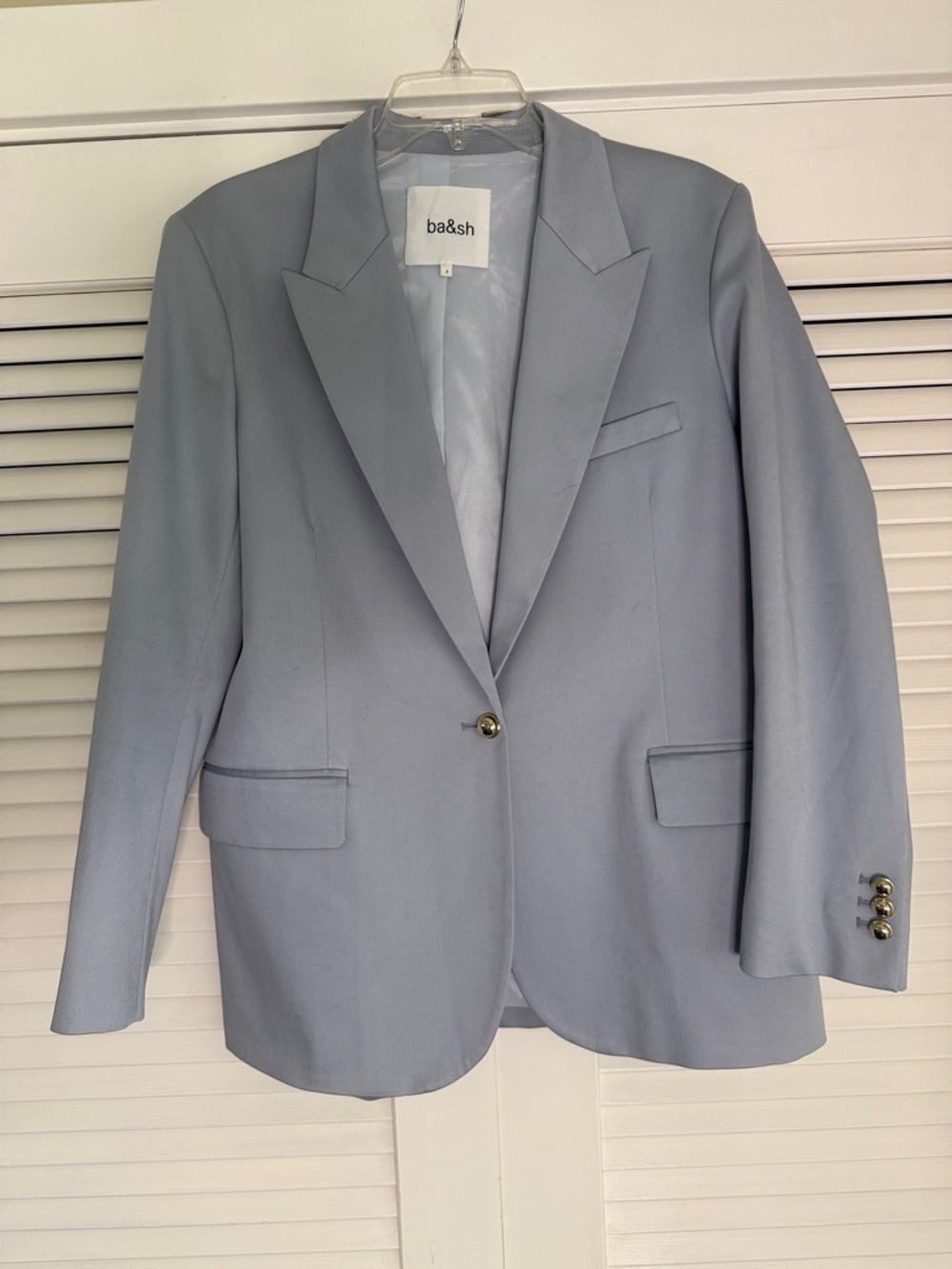 NWT! ba&sh Pale Blue Single-Button Tailored Blazer - Size 3 (US L)